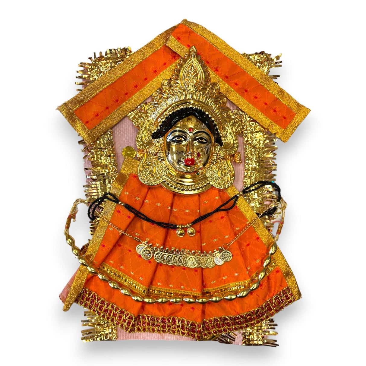 Vara Lakshmi Goddess Face Set Devi Mata Mukhota Face Idol with Dress Jewelry for Varalaxmi Vratam Navaratri Margashirsha Vratha Pooja Hindu Religious Temple Mandir - Mahalaxmi Goddess Face - LoveNspire