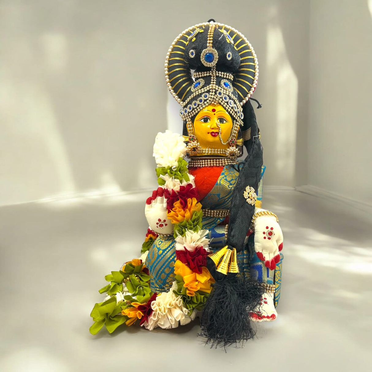 Vara Lakshmi Idol Goddess Face Set Devi Mata for Varalaxmi Vratam Navaratri Margashirsha Vratha Mahalaxmi Pooja Hindu Religious Temple Mandir (15.5 Inches) - LoveNspire