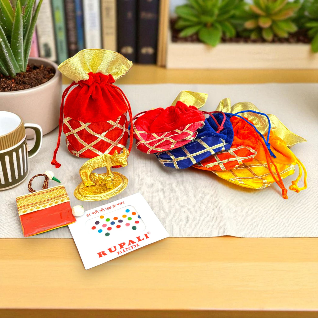 Colorful velvet gift bags for Varalakshmi Vratham Navaratri and religious ceremonies