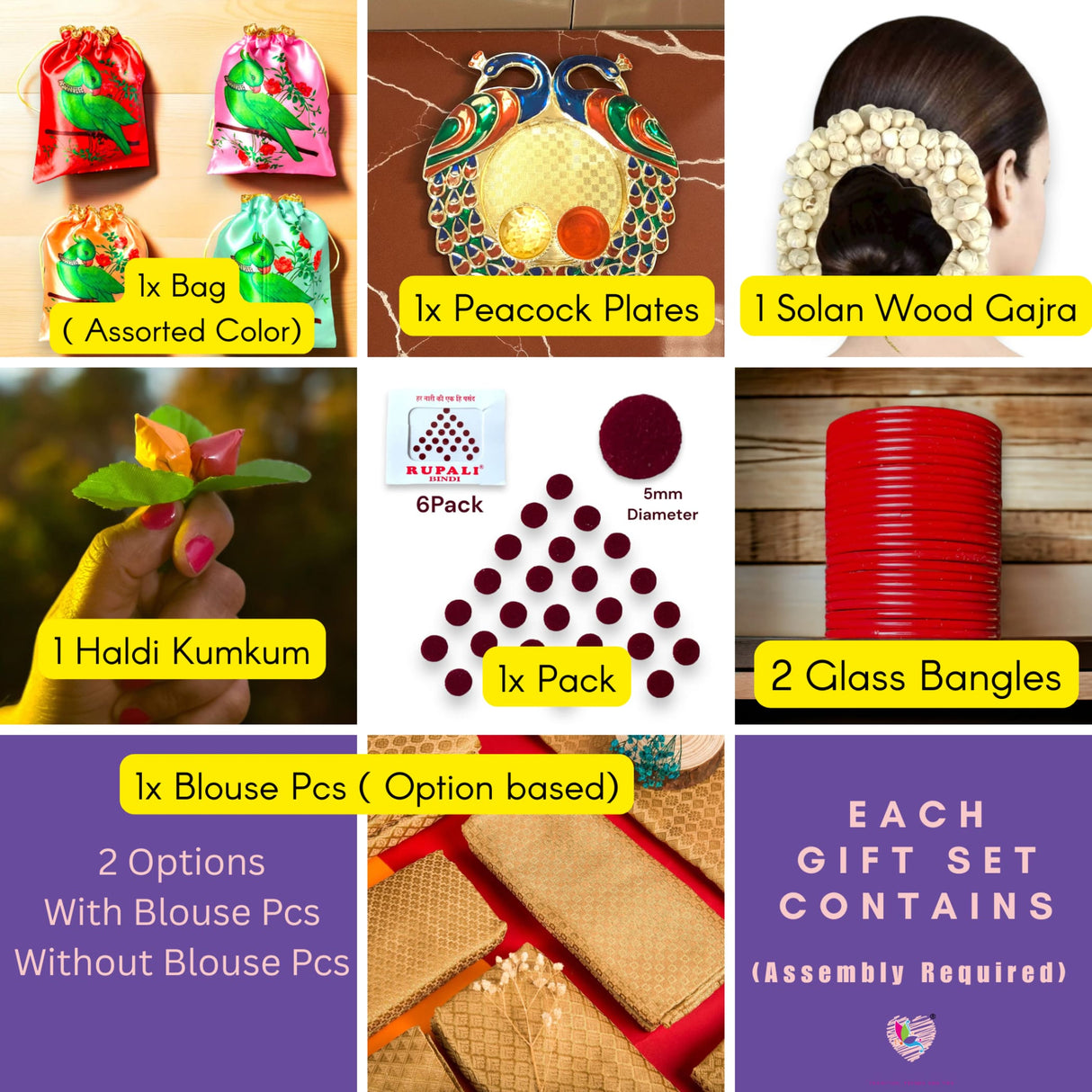 Indian gift set featuring Potli bags Haldi Kumkum holder and traditional accessories