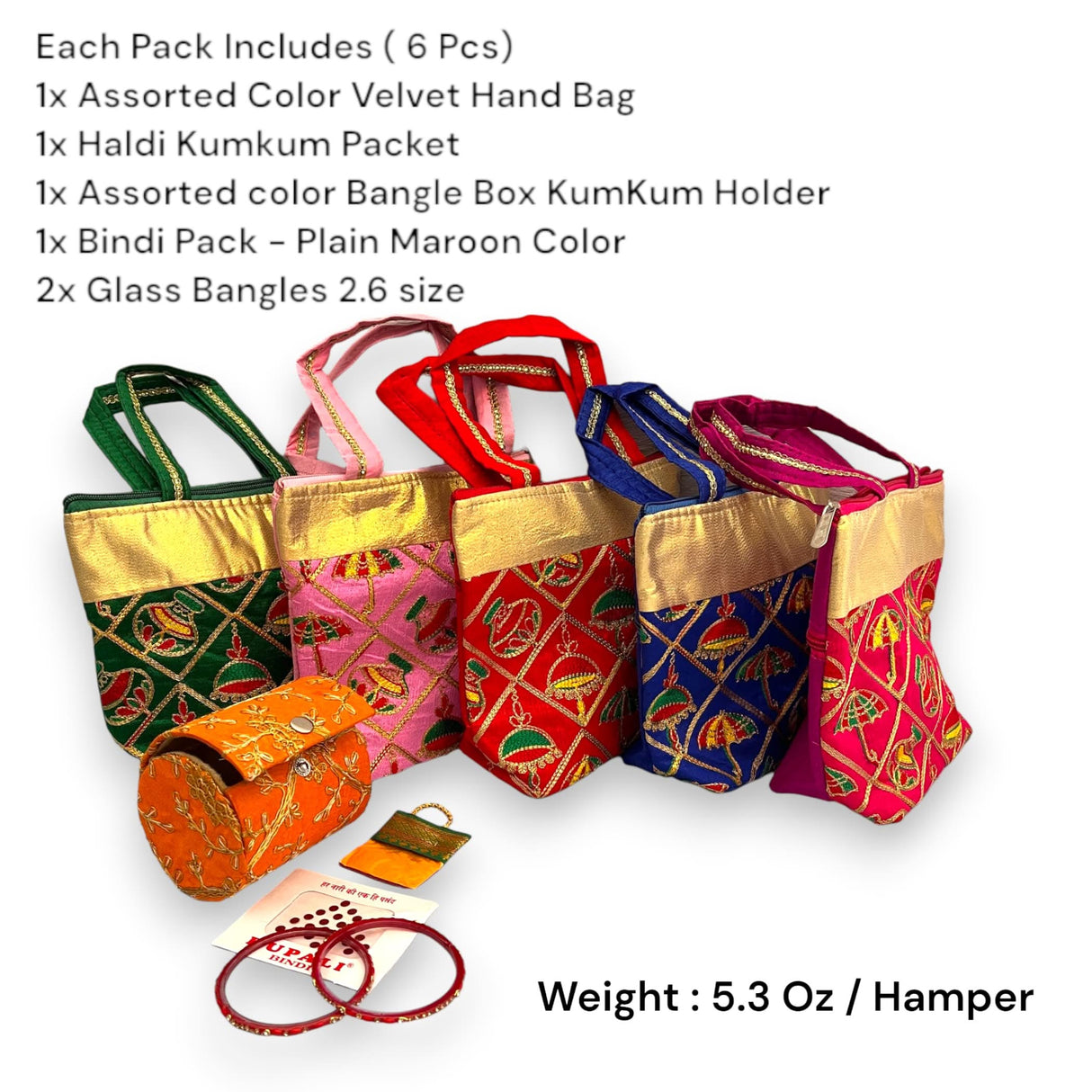 Varalakshmi Vratham Gift Hamper Navaratri Vratha Hindu Religious Teej Karva Chauth Sankranti Pooja Housewarming Return Gifts - Hand Bags Haldi Kumkum Packet Bangle Box Bindi Glass Bangles - LoveNspire