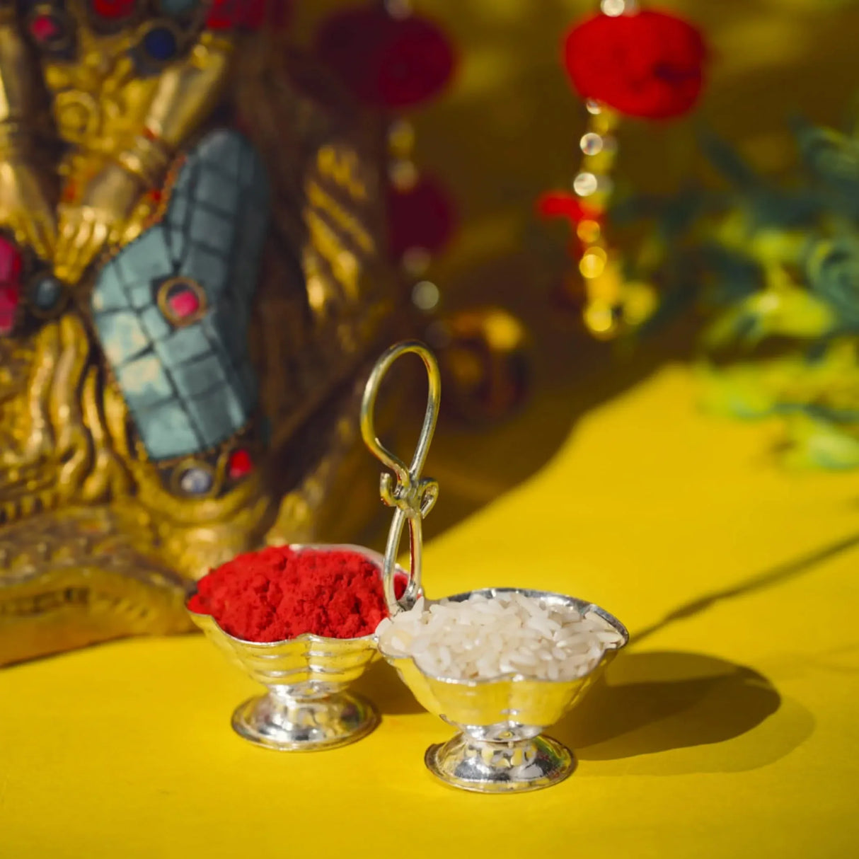 Varalakshmi Vratham Gift Hamper Navaratri Vratha Hindu Religious Teej Karva Chauth Sankranti Pooja Housewarming Return Gifts - Potli Bags Haldi Kumkum Pack & Holder Lakshmi Feet Bindi - LoveNspire