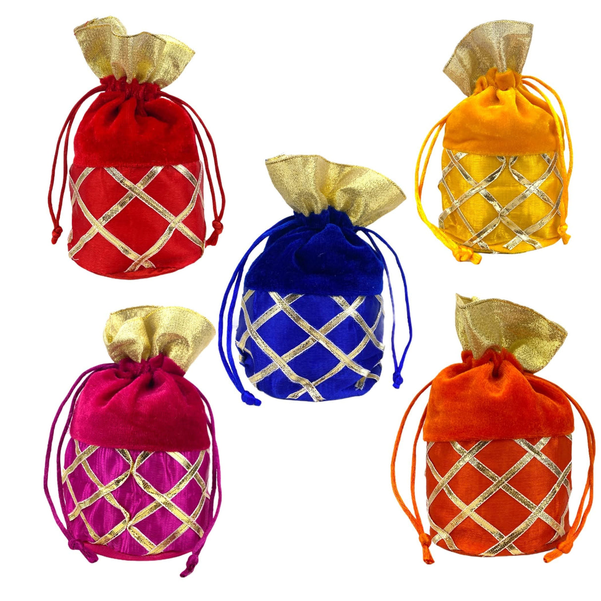 Varalakshmi Vratham Gift Hamper Navaratri Vratha Hindu Religious Teej Karva Chauth Sankranti Pooja Housewarming Return Gifts - Velvel Potli Bags Haldi Kumkum Packet & Holder Bindi Packs - LoveNspire
