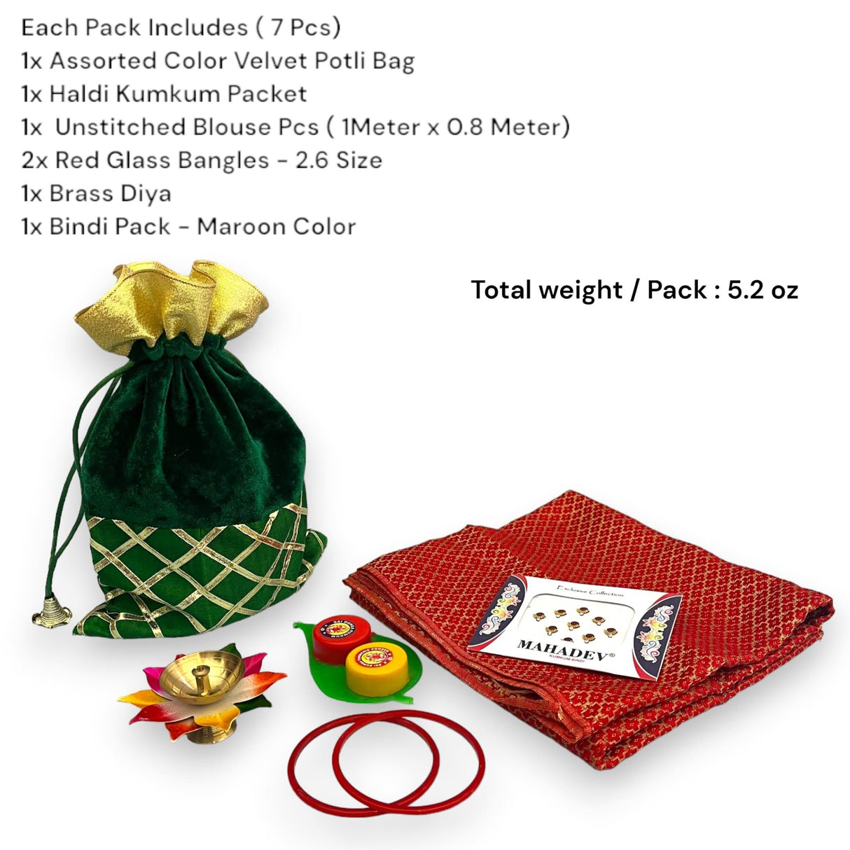 Varalakshmi Vratham Gift Hamper Navaratri Vratha Hindu Religious Teej Karva Chauth Sankranti Pooja Housewarming Return Gifts - Potli Bags Haldi Kumkum Holder Blouse Piece Diya Bindi Bangles - LoveNspire