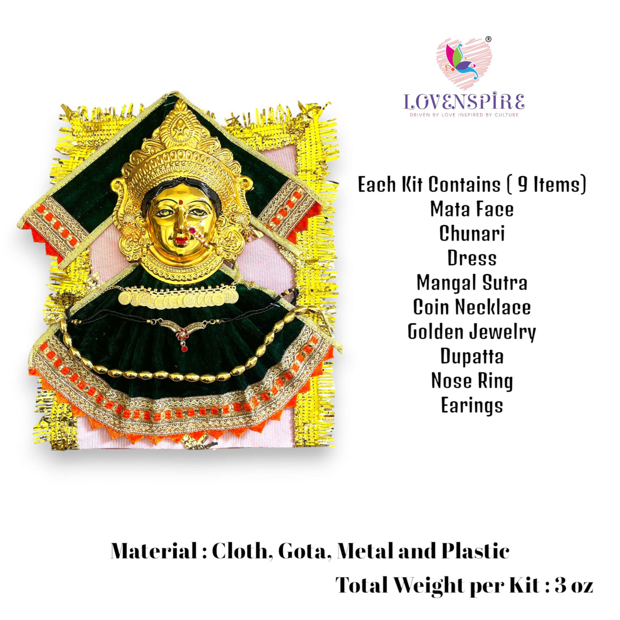Durga Mata idol kit with Velvet dress and jewelry for Varalakshmi Vratam Navaratri Pooja