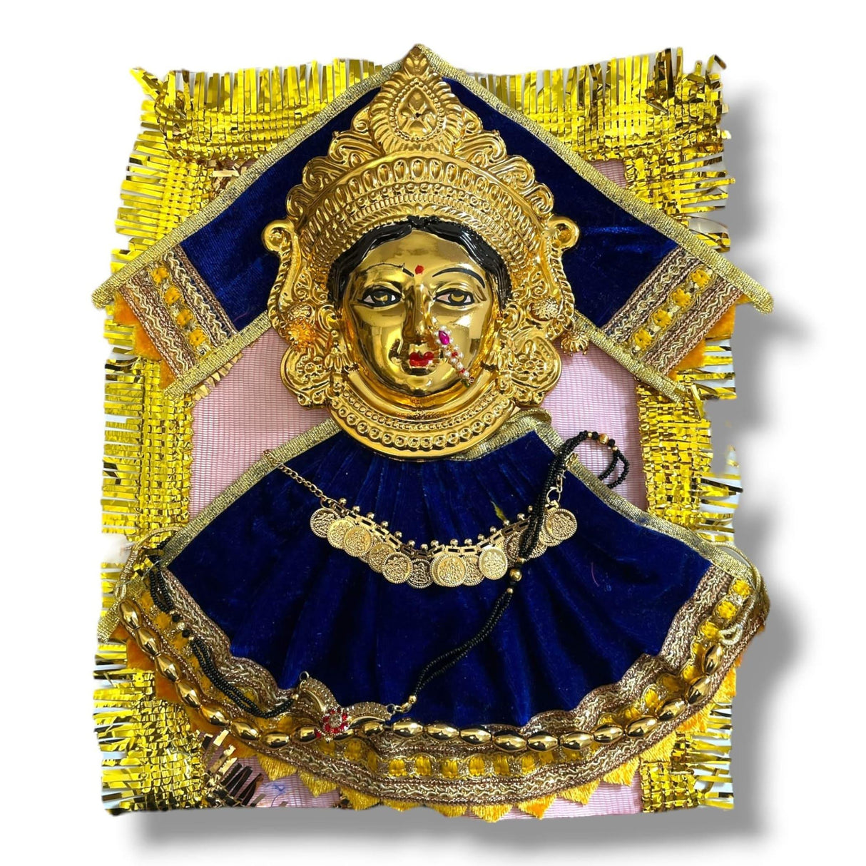 Varalaxmi Goddess Face Set Devi Mata Mukhota Face Idol with Velvet Dress Jewelry for Vara Lakshmi Vratam Navaratri Margashirsha Vratha Pooja Temple - Mahalaxmi Goddess Face - LoveNspire