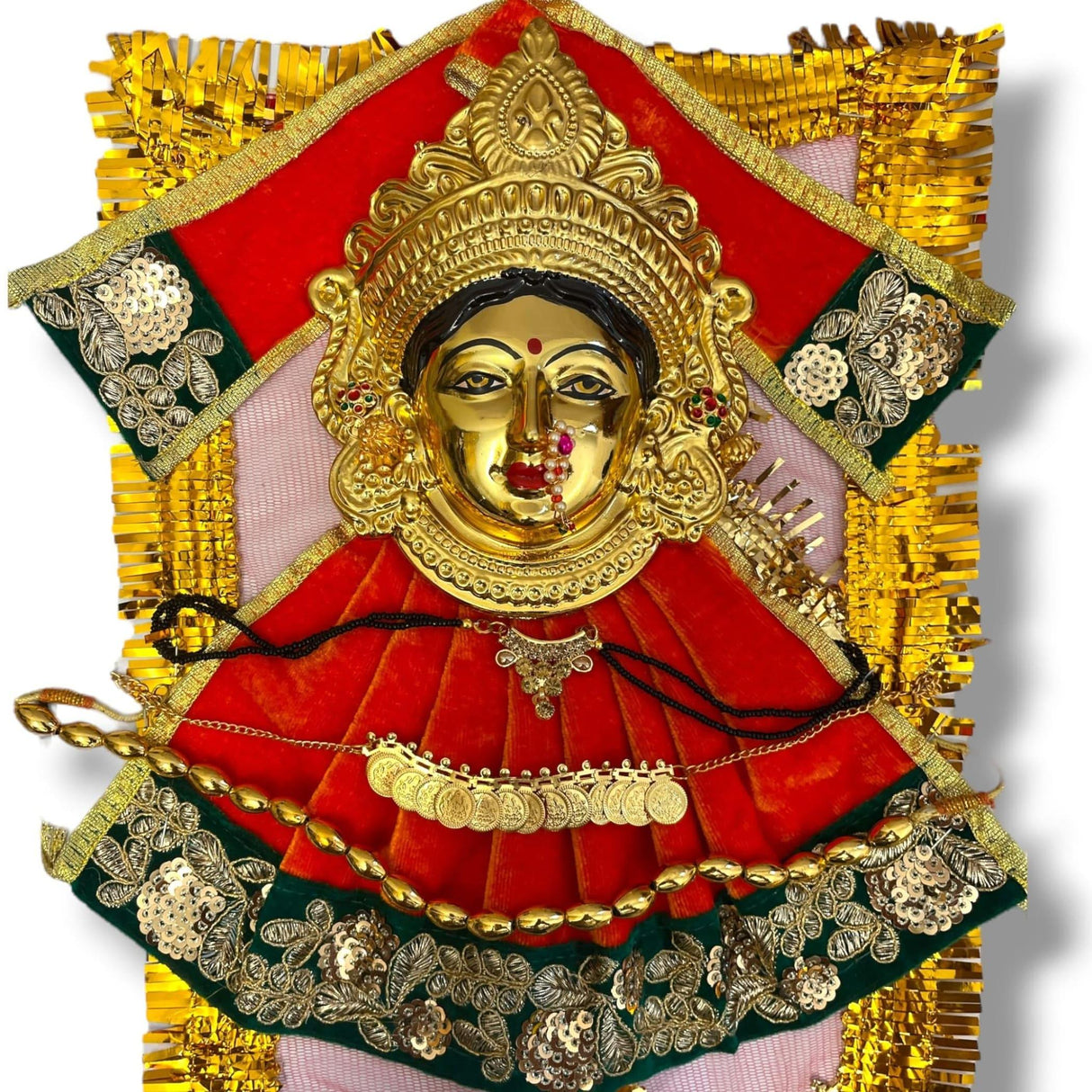 Varalaxmi Goddess Face Set Devi Mata Mukhota Face Idol with Velvet Dress Jewelry for Vara Lakshmi Vratam Navaratri Margashirsha Vratha Pooja Temple - Mahalaxmi Goddess Face - LoveNspire