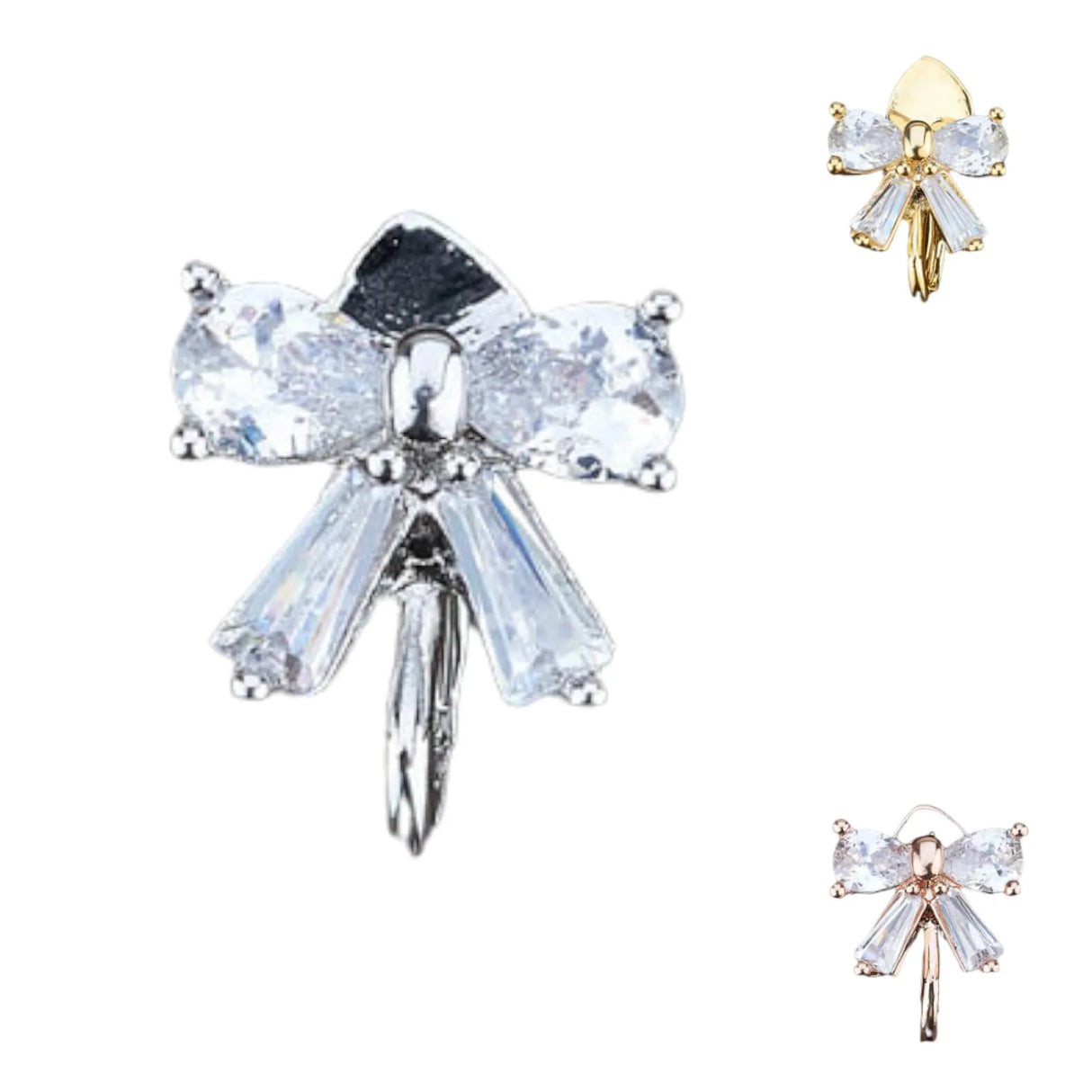 Small Stud Earrings for Women - Crystal Bow Knot Cz Pearls Earring Small Ribbon Stud Pressable Earring Cute Crystal Butterfly Tie Earrings Wedding Party Daily Jewelry for Women Gift for Her - LoveNspire