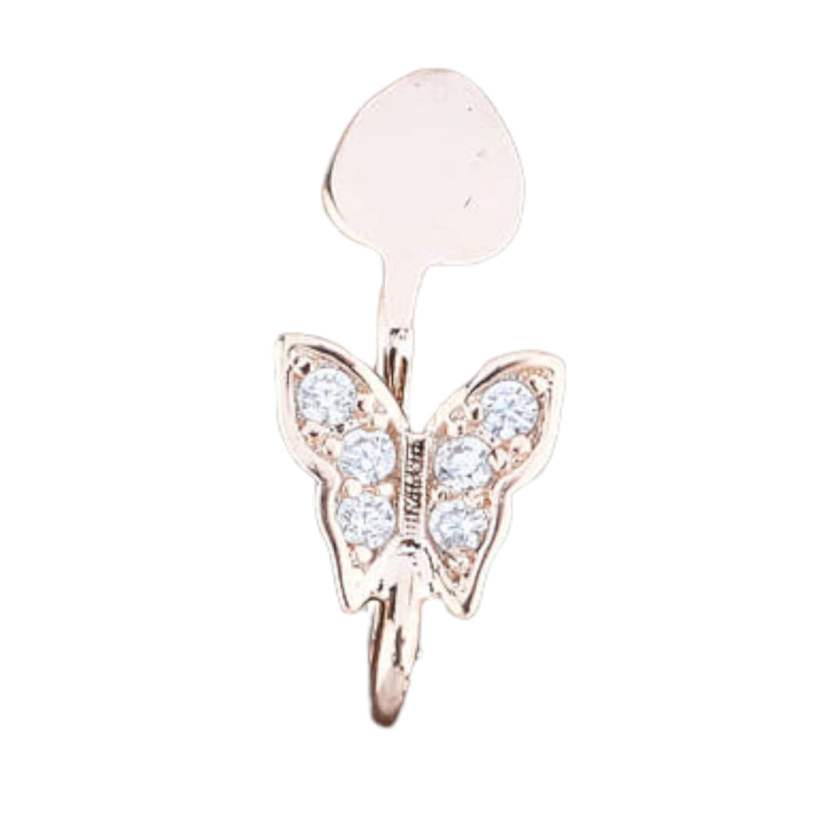 Butterfly Nose Ring for Women - Vintage Crystal Butterfly Nose Ring U-Shaped Clip-On Nose Stud Gold Plated Cz American Diamond Nose Pin Nose Cuff Crystal Septum Piercing Jewelry for Women - LoveNspire