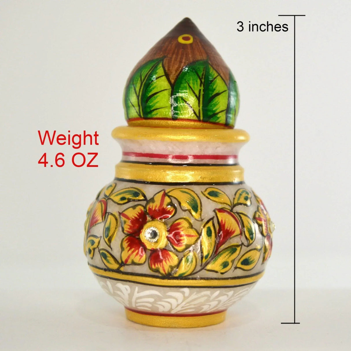 White Marble Kalash Indian Mini Mangal Kalash Decorated Coconut for Wedding Shagun Decorative Nariyal for Wedding Pooja Indian Festival Housewarming Gifts (3 Inches) - LoveNspire