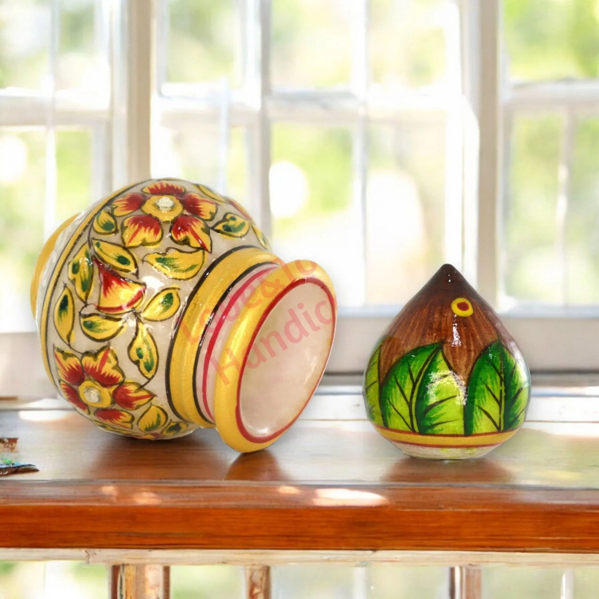 White Marble Kalash Indian Mini Mangal Kalash Decorated Coconut for Wedding Shagun Decorative Nariyal for Wedding Pooja Indian Festival Housewarming Gifts (3 Inches) - LoveNspire