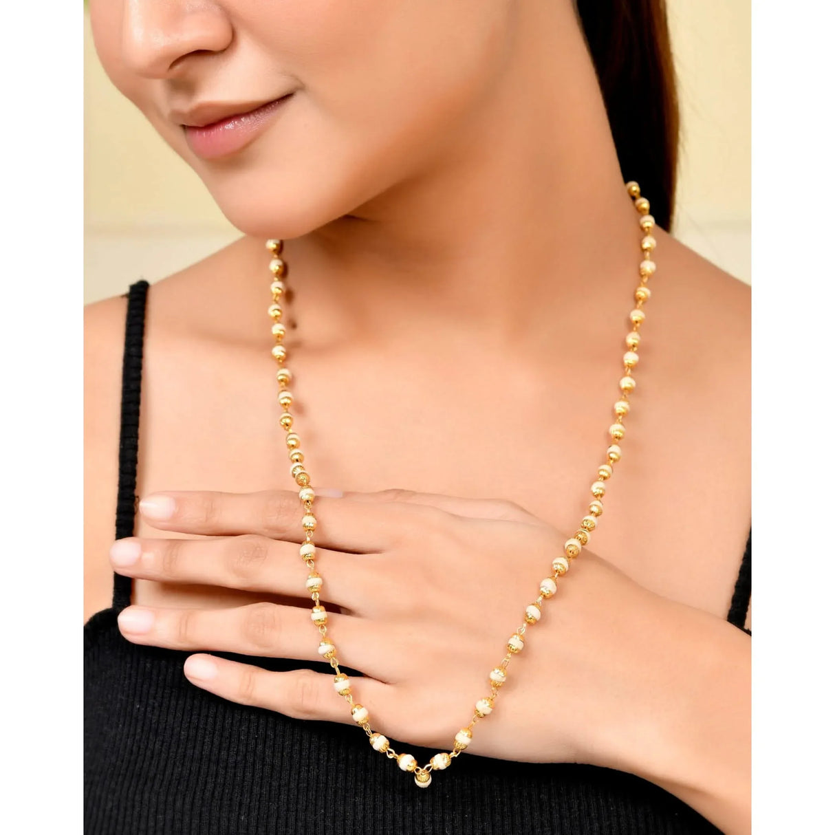 Tulsi Mala Necklace 4.8mm Holy Basil Beads Tibetan Buddhist Rosary Tulsi Neck Mala with Gold Caps for Pooja Meditation Yoga Hare Rama Hare Krishna Prayer beads - LoveNspire