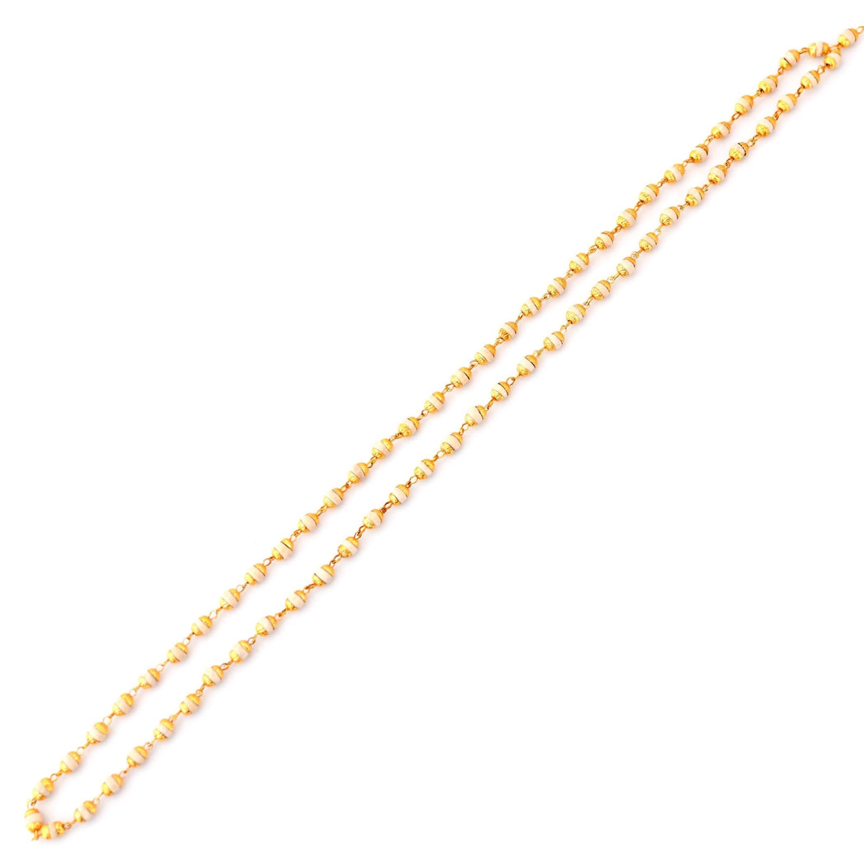 Gold beaded chain from Tulsi Mala Necklace for meditation and prayer rituals