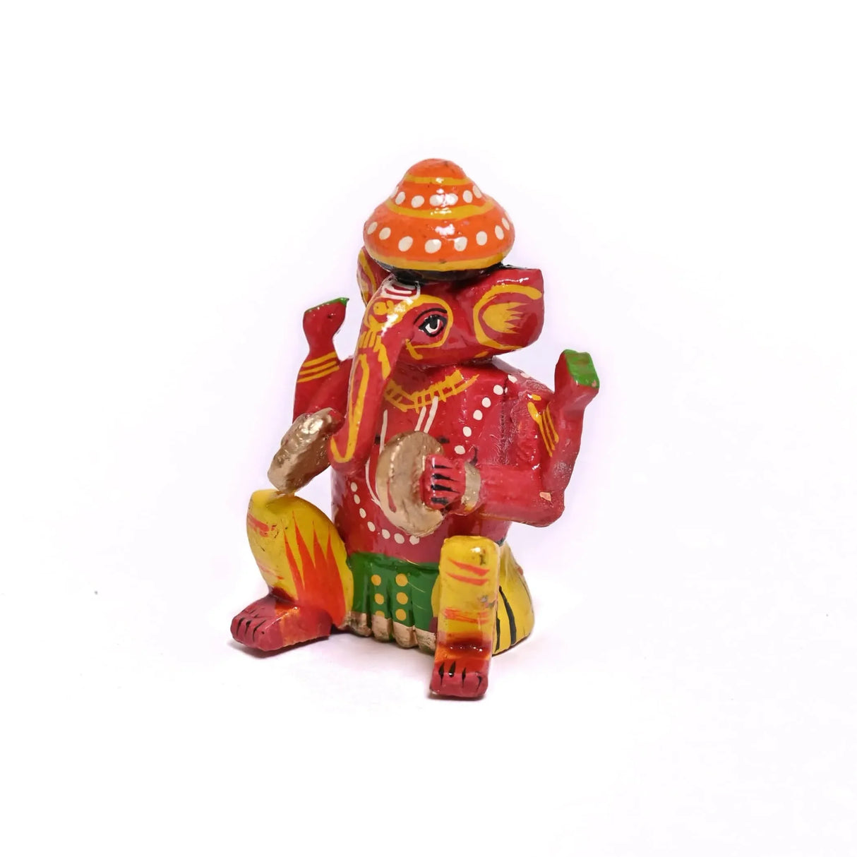 Set of 6 Wooden Musician Ganesha Design Statue Hand Painted Lord Ganesh Sculpture with Musical Instrument Ganpati Figurine for Gift Hindu God Idol Murti for Good Luck & Success (3 Inches) - LoveNspire