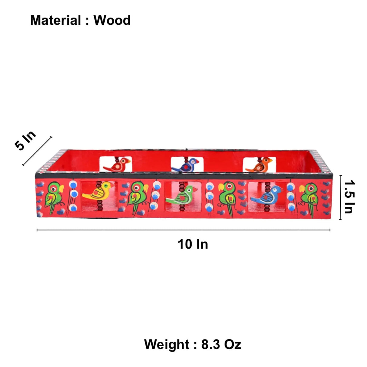 Wooden Serving Tray Hand Painted Tray Indian Decorative Platters for Snack Tea Kitchen Home Restaurant Dinning Table Decor - Breakfast Tray with Handles Great Gift Idea - LoveNspire