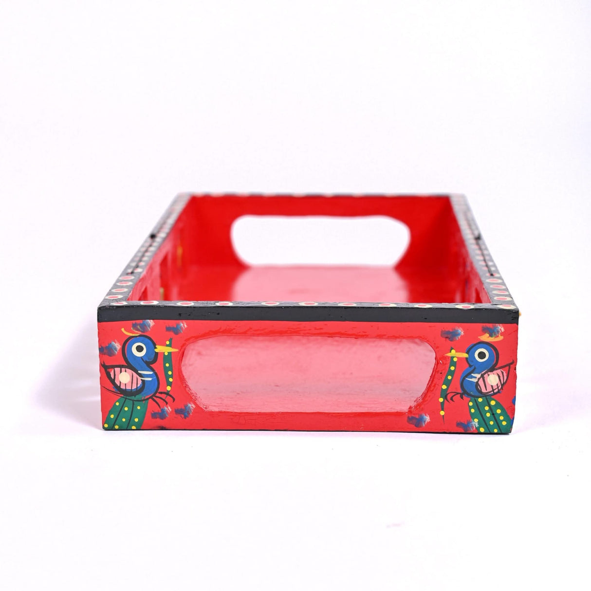 Wooden Serving Tray Hand Painted Tray Indian Decorative Platters for Snack Tea Kitchen Home Restaurant Dinning Table Decor - Breakfast Tray with Handles Great Gift Idea - LoveNspire