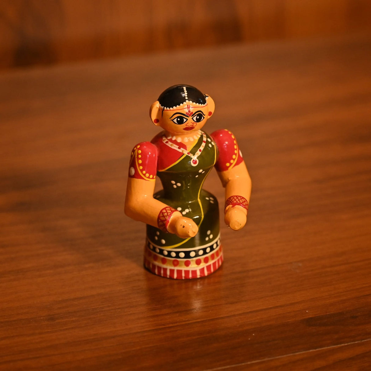 Hand-painted wooden Kondapalli Bride doll figurine for Golu decoration and home decor