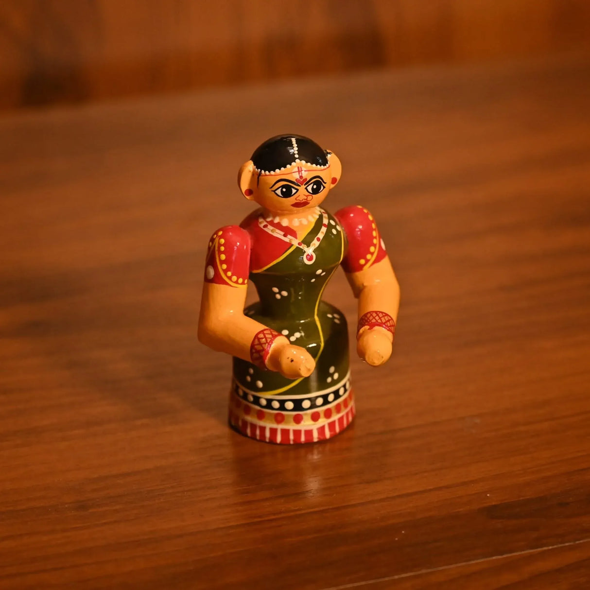 Wooden Kondapalli Bride Traditional Etikoppaka Toys Handpainted Golu Decoration Showpiece for Home Living Room Shelf Display Table Decor Wedding Gifting Item - Navaratri Golu Dolls - LoveNspire