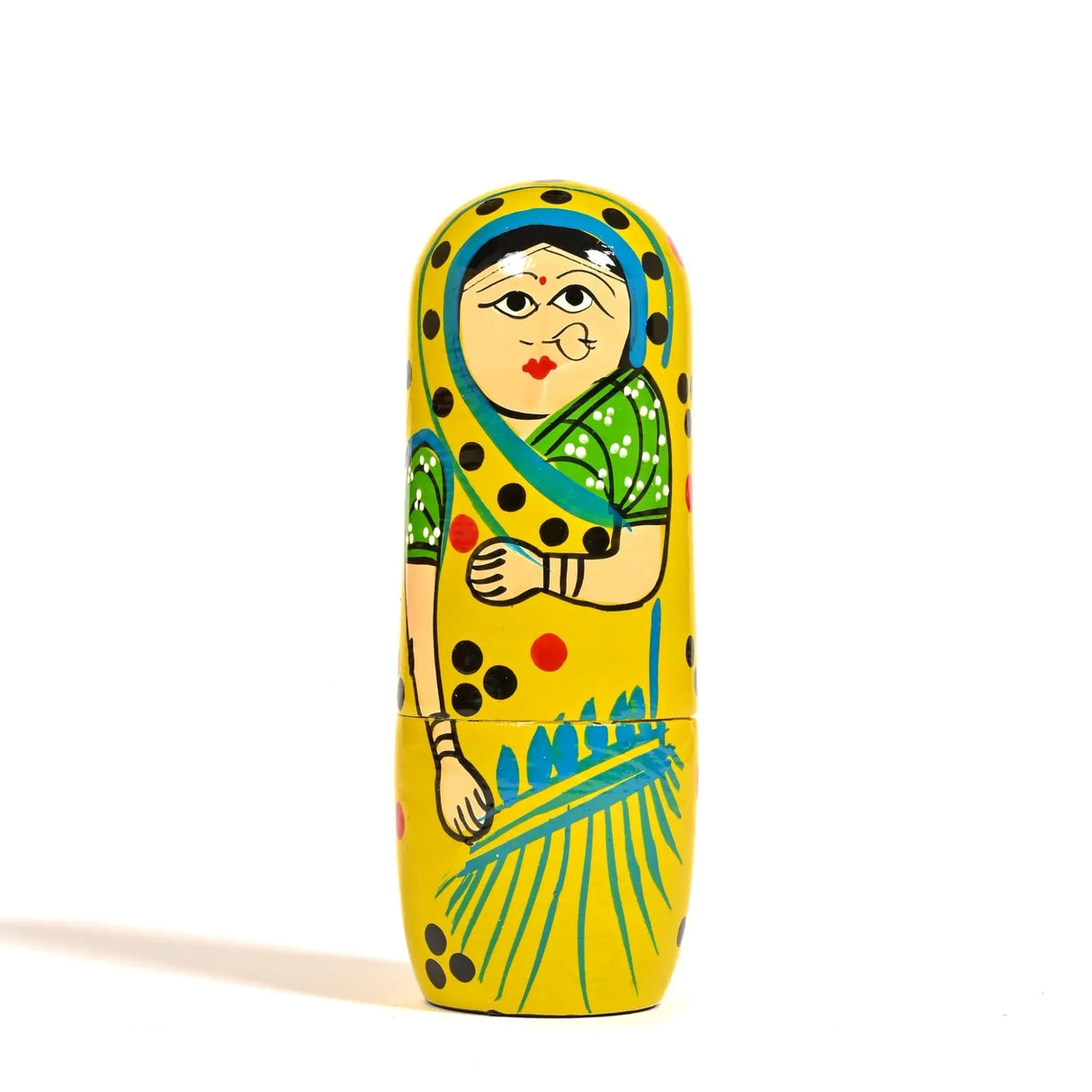 Wooden Nesting Dolls Matryoshka Doll Set of 5 Hand Painted Indian Traditional Kondapalli Toys for Home Table Decor Wooden Stacking Dolls - Gifting Item Golu Dolls (6 Inch) - LoveNspire