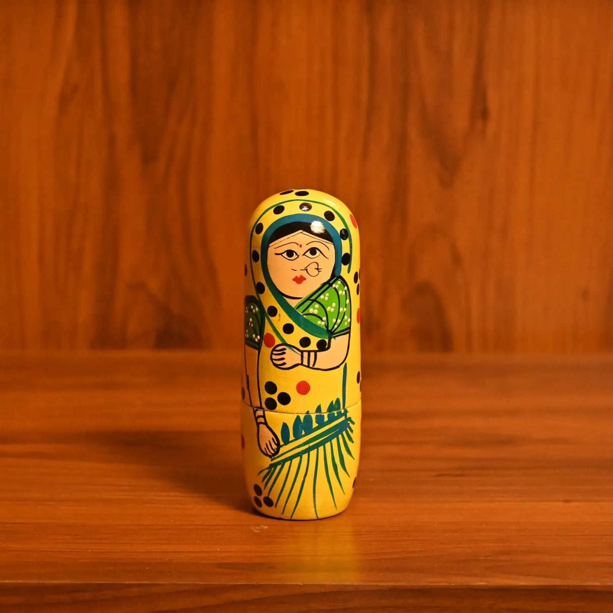 Wooden Nesting Dolls Matryoshka Doll Set of 5 Hand Painted Indian Traditional Kondapalli Toys for Home Table Decor Wooden Stacking Dolls - Gifting Item Golu Dolls (6 Inch) - LoveNspire