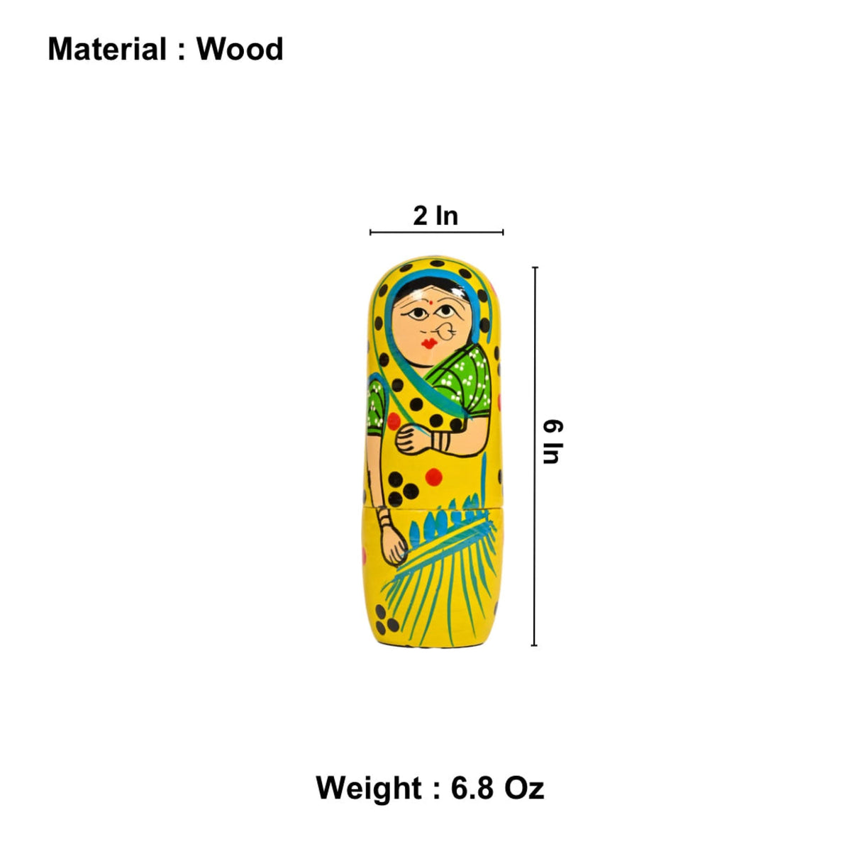 Wooden nesting doll set with dimensions and weight for Indian traditional Golu decor