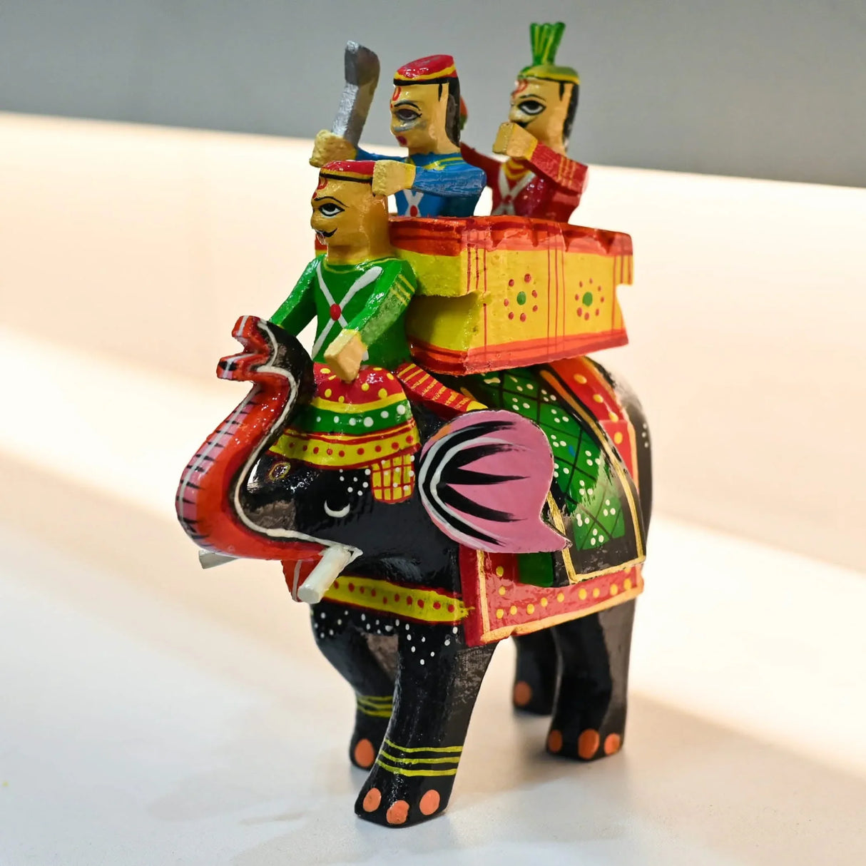 Wooden Kondapalli Maharaja Ambari Elephant Indian Handpainted Amrapali Rajasthani Golu Decoration Showpiece for Home Living Room Shelf Display Table Decor Gifting Item Golu Dolls - LoveNspire