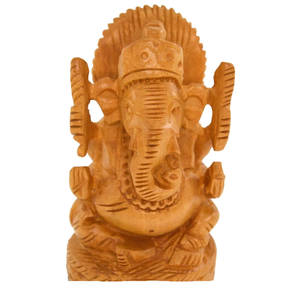 Wooden Ganesha Idol Hand Carved Lord Ganesh Wood Sculpture Gajanana Ganpati Bappa Figurine for Pooja - Home Decor Office Desk Hindu God Idol Murti Good Luck & Success - Hindu God Idol - LoveNspire