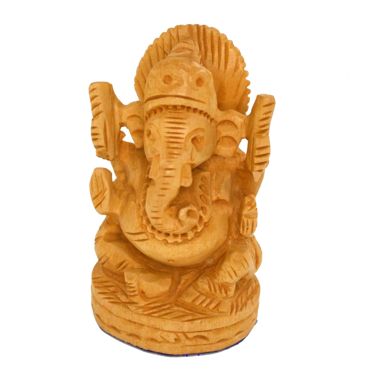 Wooden Ganesha Idol Hand Carved Lord Ganesh Wood Sculpture Gajanana Ganpati Bappa Figurine for Pooja - Home Decor Office Desk Hindu God Idol Murti Good Luck & Success - Hindu God Idol - LoveNspire
