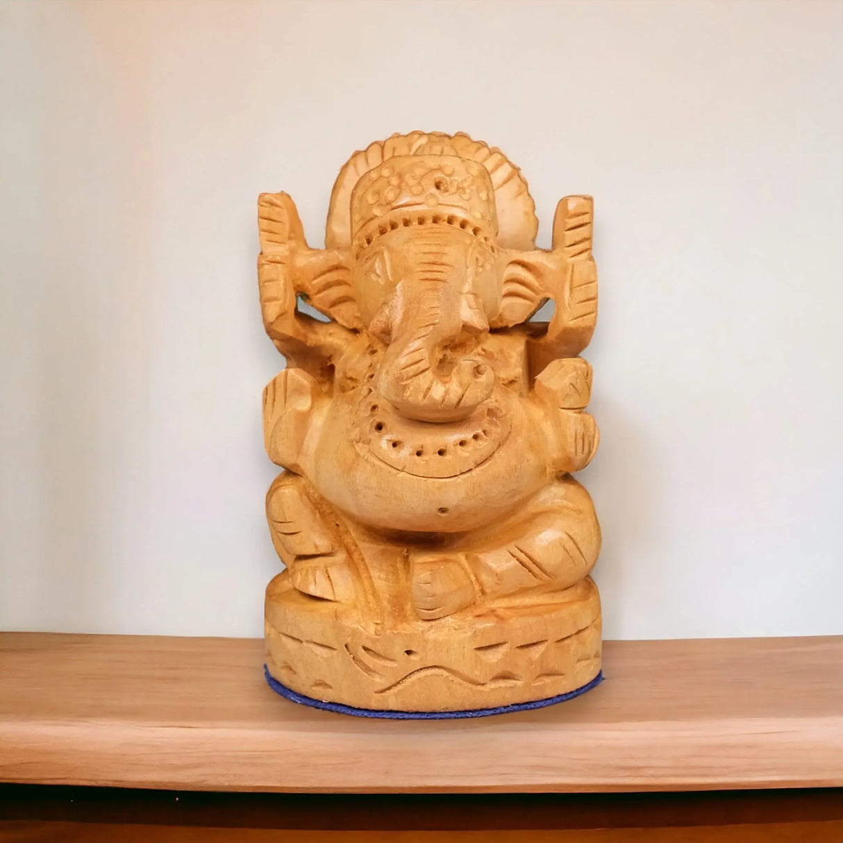 Wooden Ganesha Idol Hand Carved Lord Ganesh Wood Sculpture Gajanana Ganpati Bappa Figurine for Pooja - Home Decor Office Desk Hindu God Idol Murti Good Luck & Success - Hindu God Idol - LoveNspire
