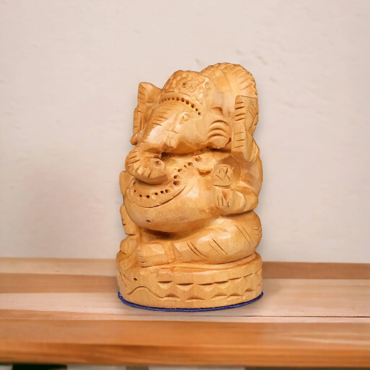 Wooden Ganesha Idol Hand Carved Lord Ganesh Wood Sculpture Gajanana Ganpati Bappa Figurine for Pooja - Home Decor Office Desk Hindu God Idol Murti Good Luck & Success - Hindu God Idol - LoveNspire