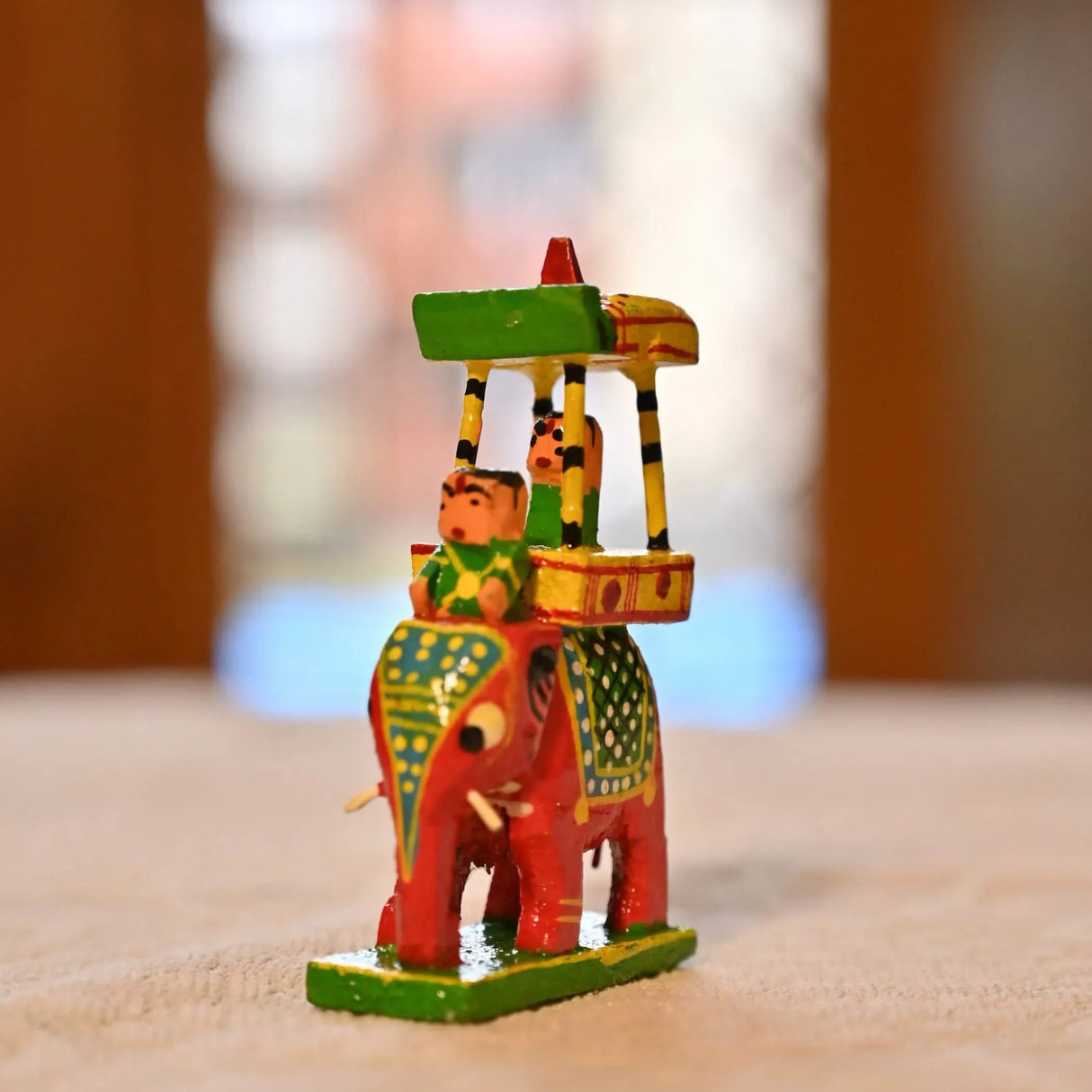 Wooden Kondapalli Maharaja Ambari Elephant Indian Handpainted Golu Decoration Showpiece for Home Living Room Shelf Display Table Decor Gifting Item Golu Dolls - LoveNspire