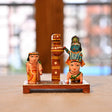 Wooden Krishna Makhan Chor Leela for Janmashtmi Golu Decoration Handpainted Kondapalli Krishna Set Show-piece for Home Temple Shelf Display Table Decor Gifting Item - LoveNspire