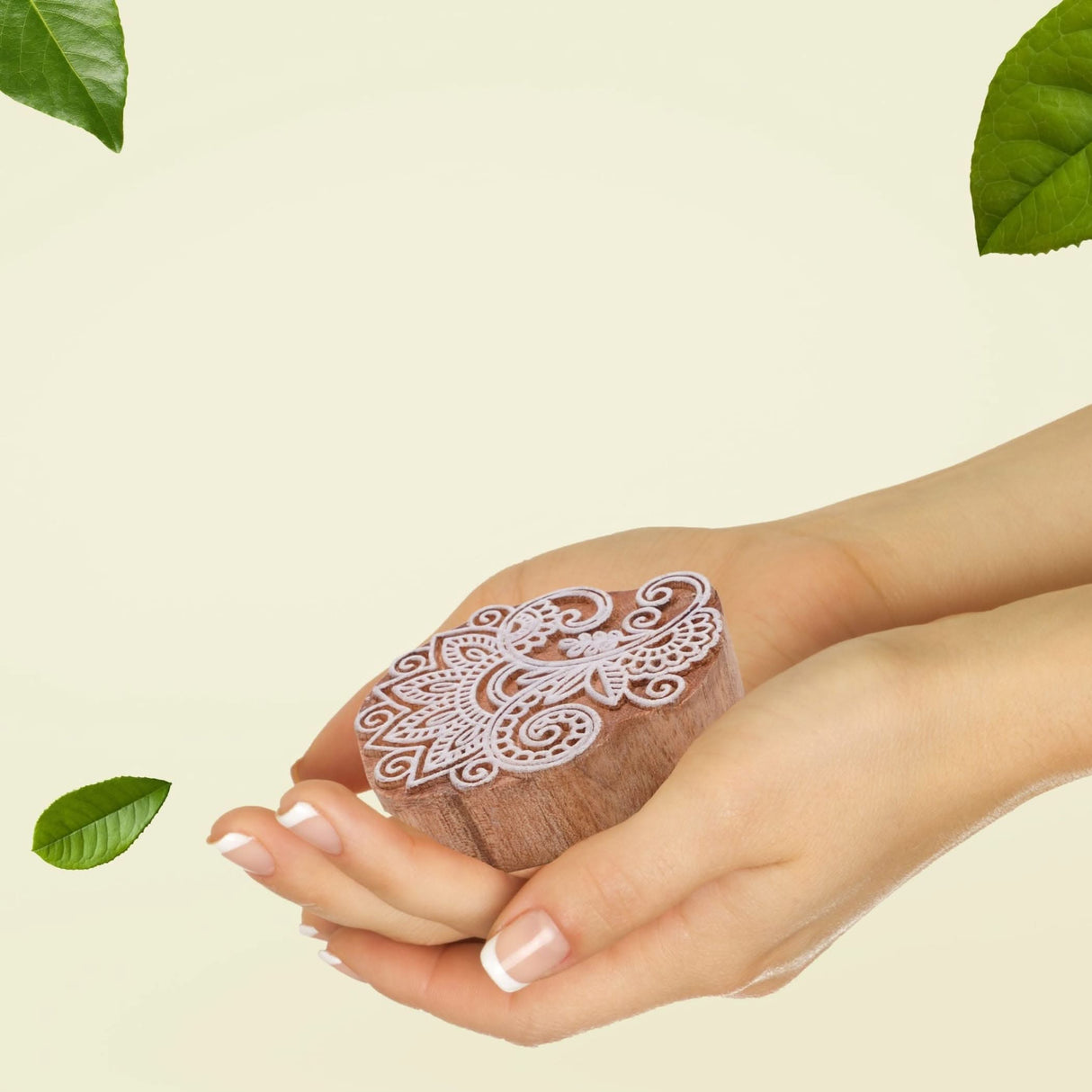 Wooden Printing Stamps Wood Block Stamps for Crafting Handcarved Indian Textile Printing Blocks for Henna Tattoo Saree Border Scrapbooking Clay, Pottery Stamps Mandala Paisley Shapes - LoveNspire