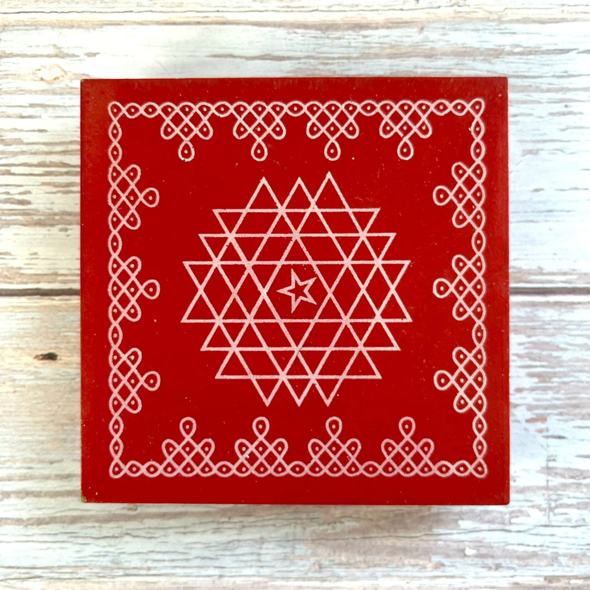 Wooden Puja Chowki 4 Inch Handcrafted Floral Printed Traditional Chaurang Chowki for God Idols Kalash - Festive Decor for Pooja Home Temple Mandir - Diwali Housewarming Gift - LoveNspire