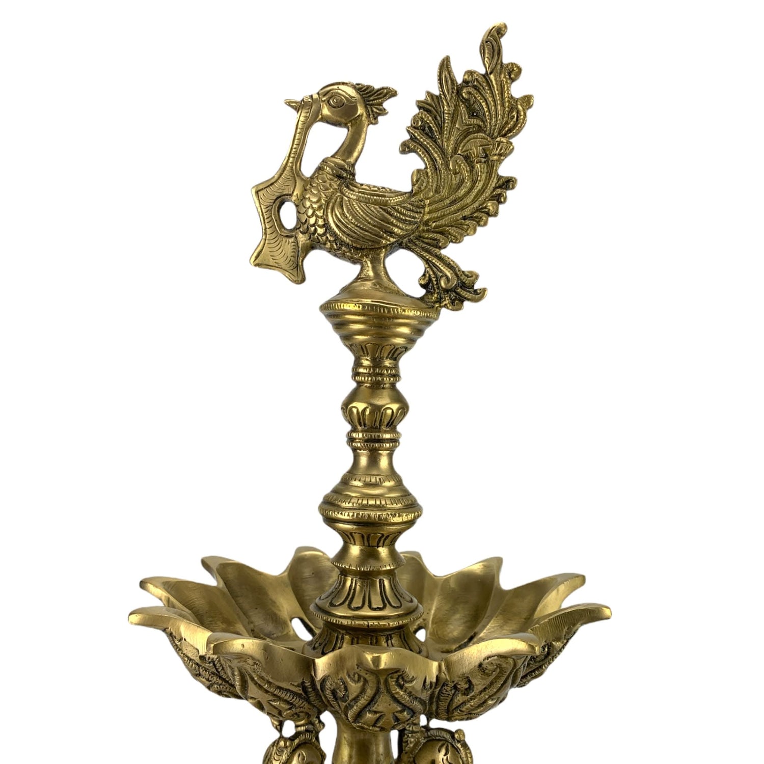Large Parrot Brass Oil Diya Kerala Samai Puja Diya Traditional 18.5 Inch Oil Lamp Hindu Religious Kathu Vilakku Deepak for Puja Deepam Home Temple Diwali Decor Housewarming Return Gift - LoveNspire