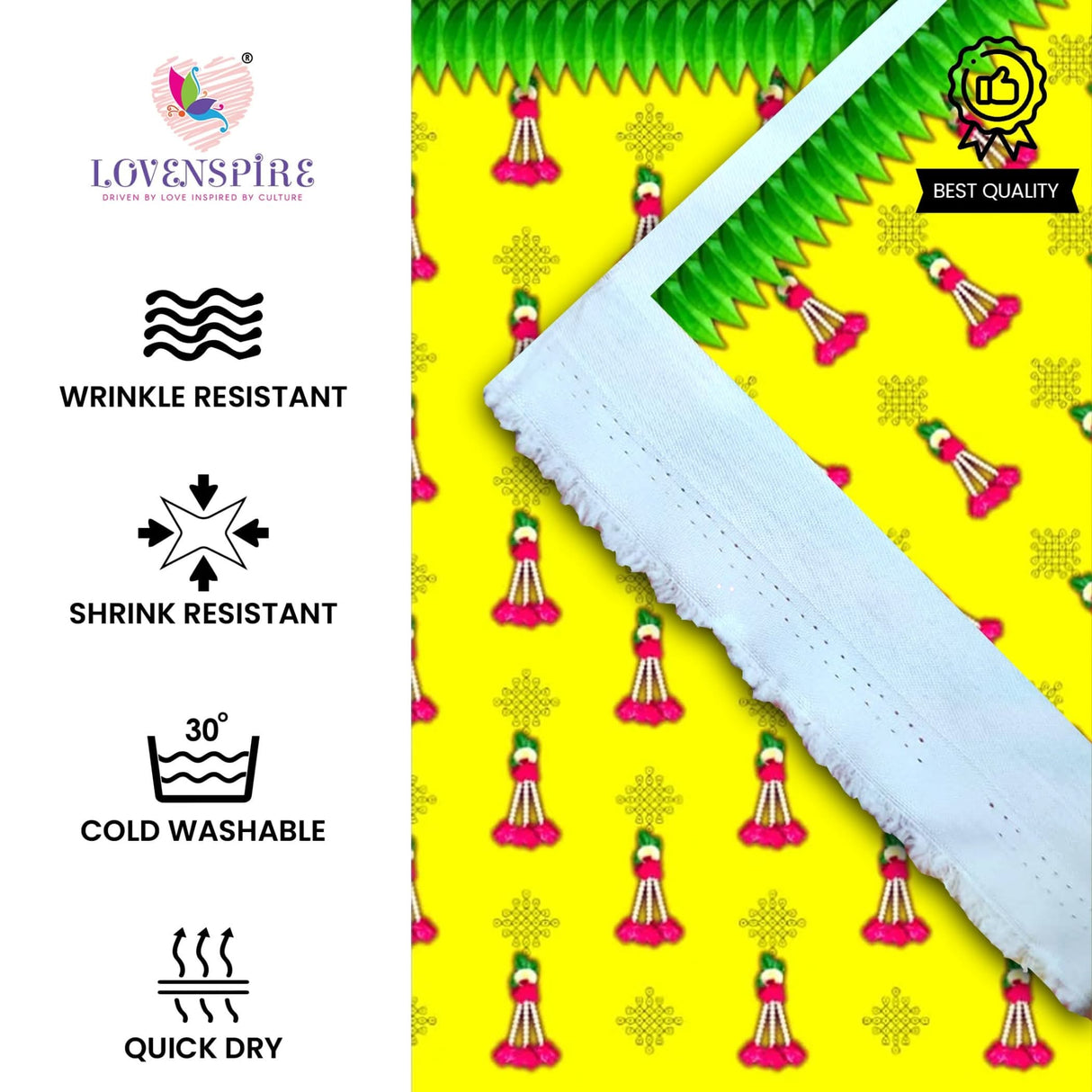 Yellow Tazzle Mango Leaf Backdrop, Pooja Backdrop Decoration, Indian Backdrop, Indian Decorations,housewarming Decor, Traditional Backdrop, Pooja Decoration - LoveNspire