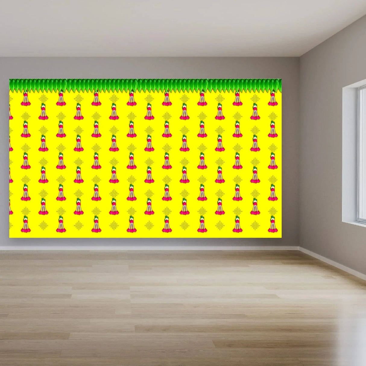 Yellow Tazzle Mango Leaf Backdrop, Pooja Backdrop Decoration, Indian Backdrop, Indian Decorations,housewarming Decor, Traditional Backdrop, Pooja Decoration - LoveNspire