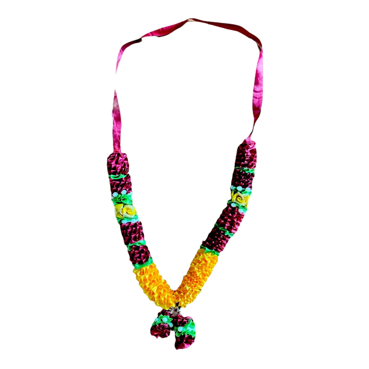 Indian Garland Haar Mala 18 Inch God Goddess Haar Mala Idol Pooja Item Garland for Photo Frame Idol God Shringar Mala Reusable Satin Mala Temple Decor - LoveNspire