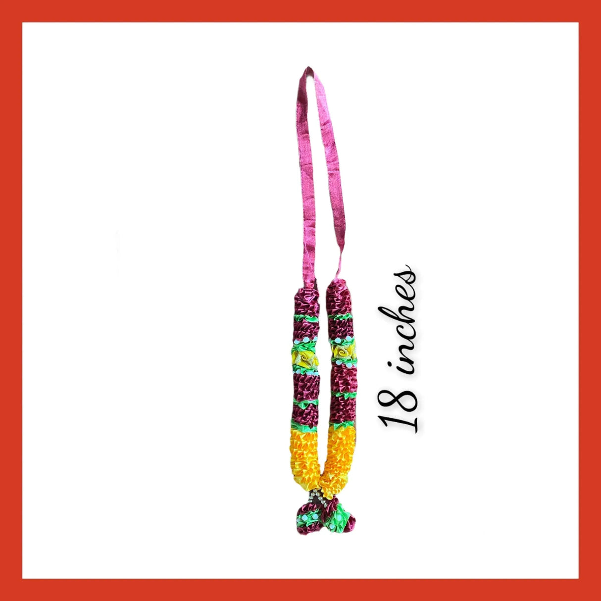 Indian Garland Haar Mala 18 Inch God Goddess Haar Mala Idol Pooja Item Garland for Photo Frame Idol God Shringar Mala Reusable Satin Mala Temple Decor - LoveNspire