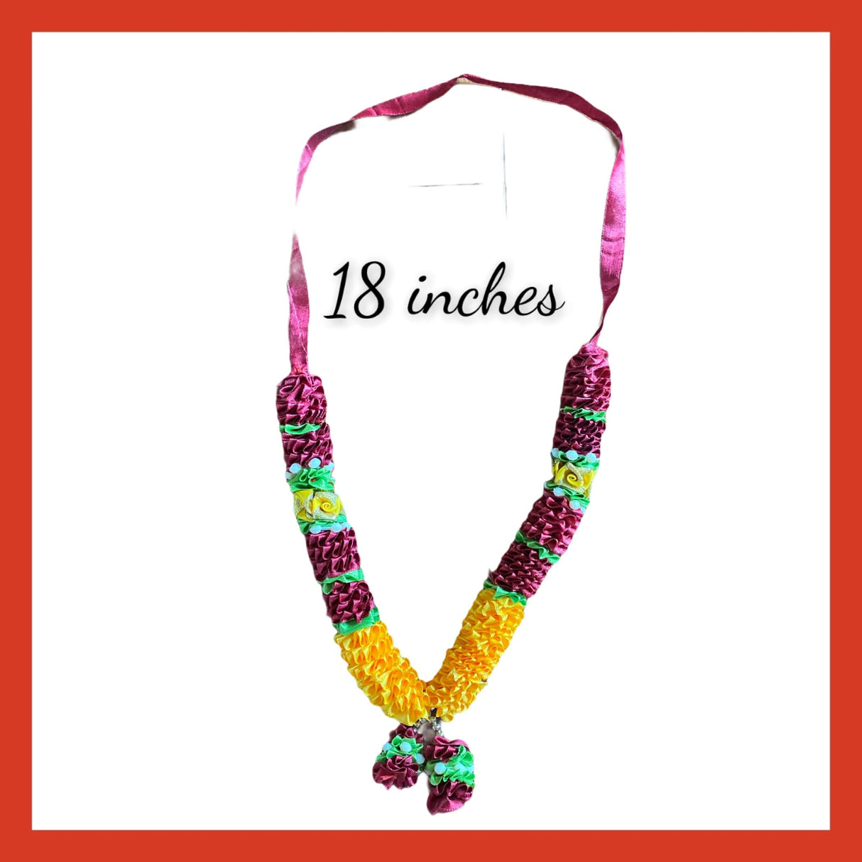 Indian Garland Haar Mala 18 Inch God Goddess Haar Mala Idol Pooja Item Garland for Photo Frame Idol God Shringar Mala Reusable Satin Mala Temple Decor - LoveNspire