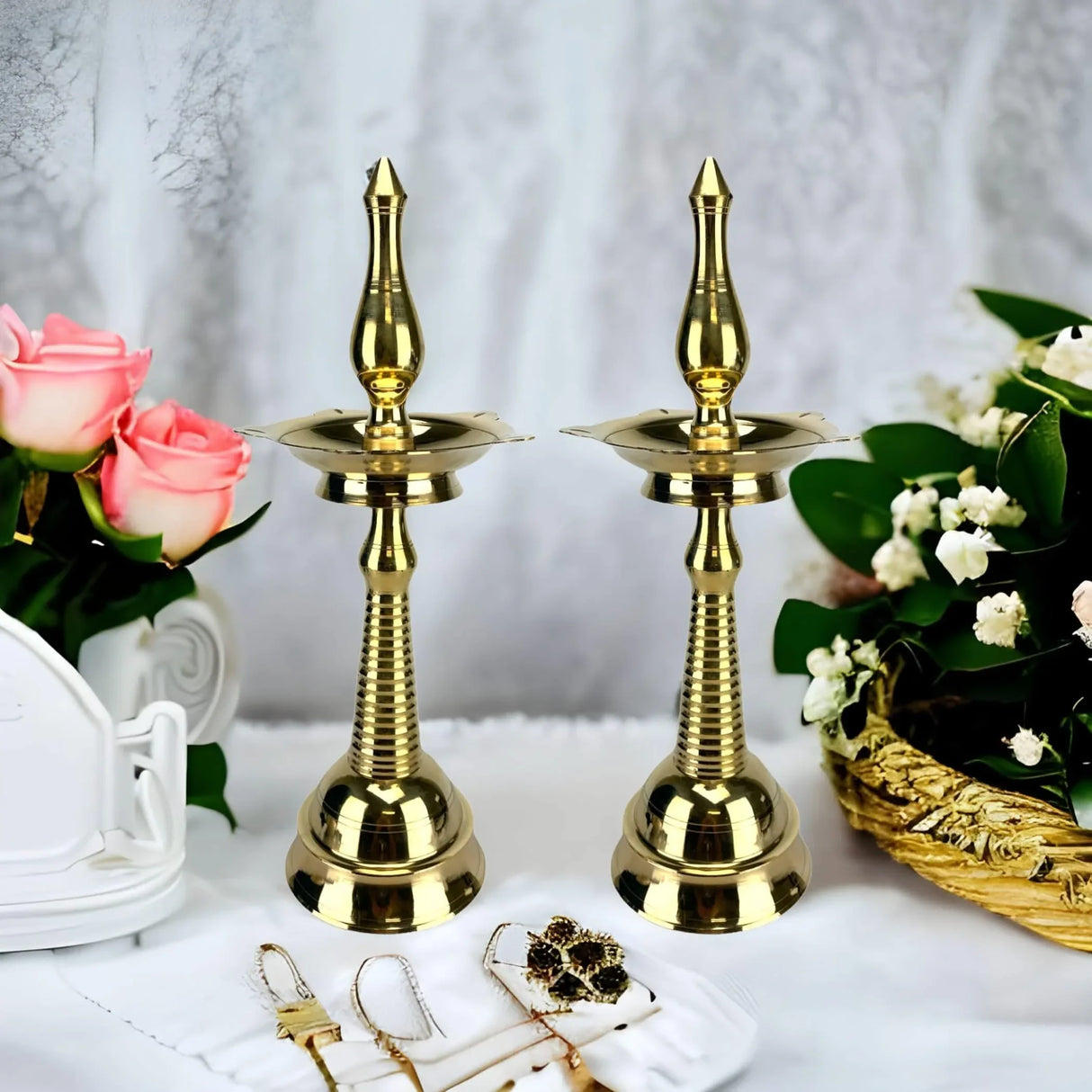 1 Ct Kerala Brass Oil Lamp, Samai Diya, Brass Oil Diya, Diwali Deepak, Brass Oil Diya Lamp, Diwali Deepak, Diya for Home Decor, Kathu Vilakku, Kerela Diya, Pooja Diya - LoveNspire