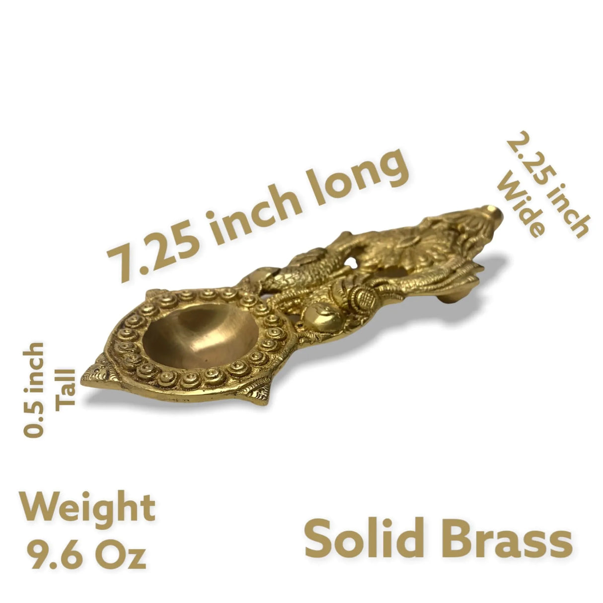 Brass Finish Pooja Aarti Spoon 1 Pc Diya Twin Parrot Design Round Hawan Spoon for Pouring Ghee in Hawan Kund Diwali Gift Ethnic Indian Aarti Spoon Wedding Return Gifts Home Temple Decor - LoveNspire