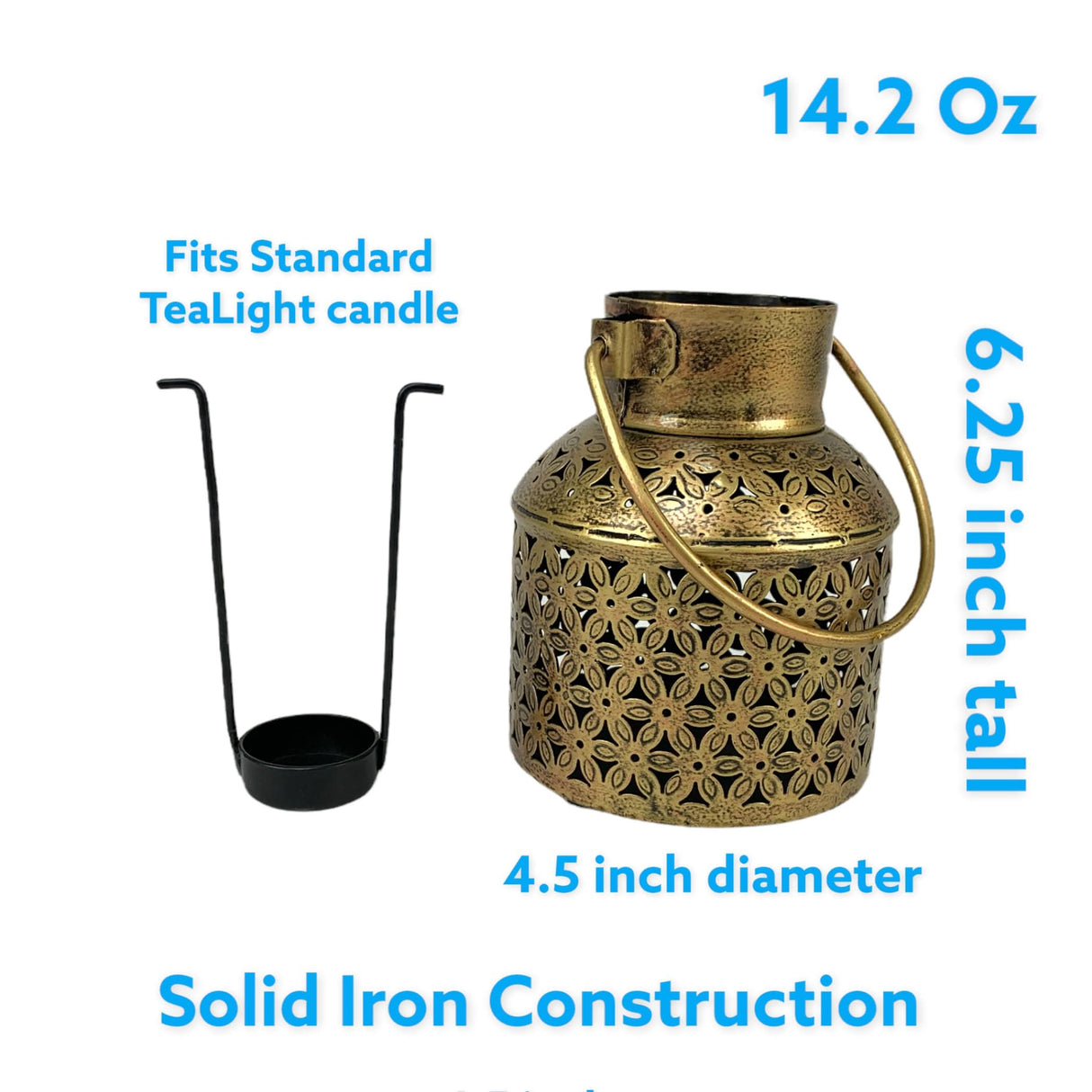 Tealight Candle Stand Gold Iron Incense Holder Antique Style Dhuni Burner Mess Free Cone Holder Housewarming Gift Dhoop Organiser for Home Office Decor Diwali Decoration - LoveNspire