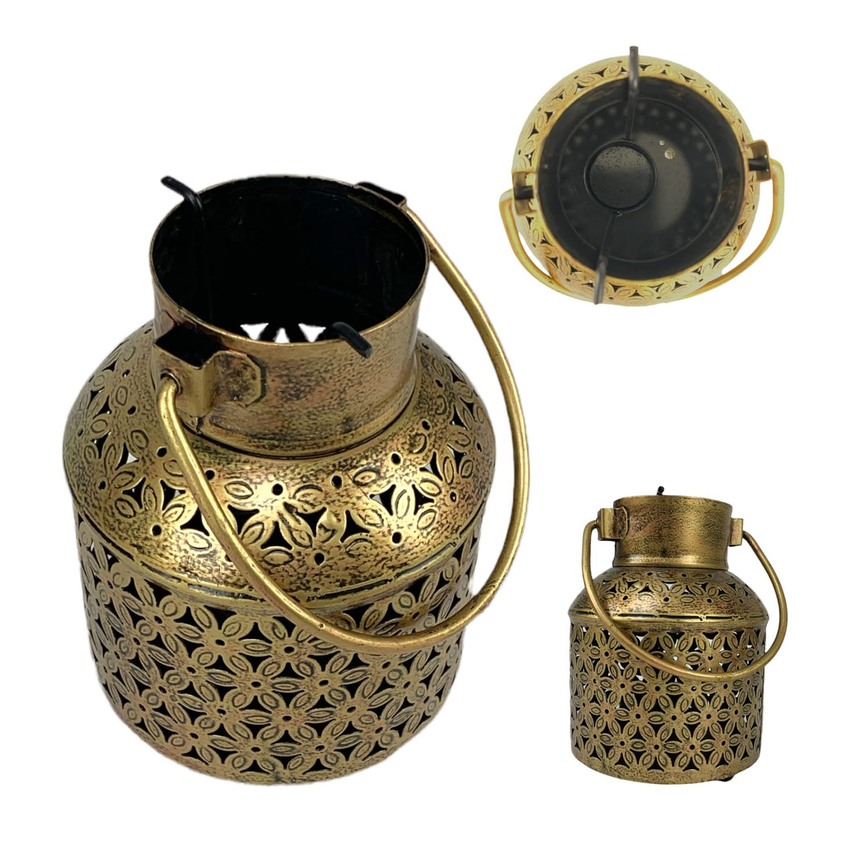 Tealight Candle Stand Gold Iron Incense Holder Antique Style Dhuni Burner Mess Free Cone Holder Housewarming Gift Dhoop Organiser for Home Office Decor Diwali Decoration - LoveNspire