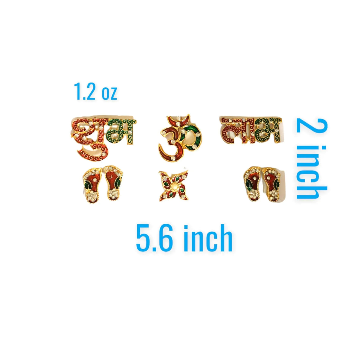Shubh Labh Om Swastik 6 Pieces Set Metal Good Luck Footsteps Shubh-labh Rangoli Sticker Wall Door Hanging Home Office Temple Pooja Diwali Decor Wall Art for Housewarming Laxmi Pooja - LoveNspire