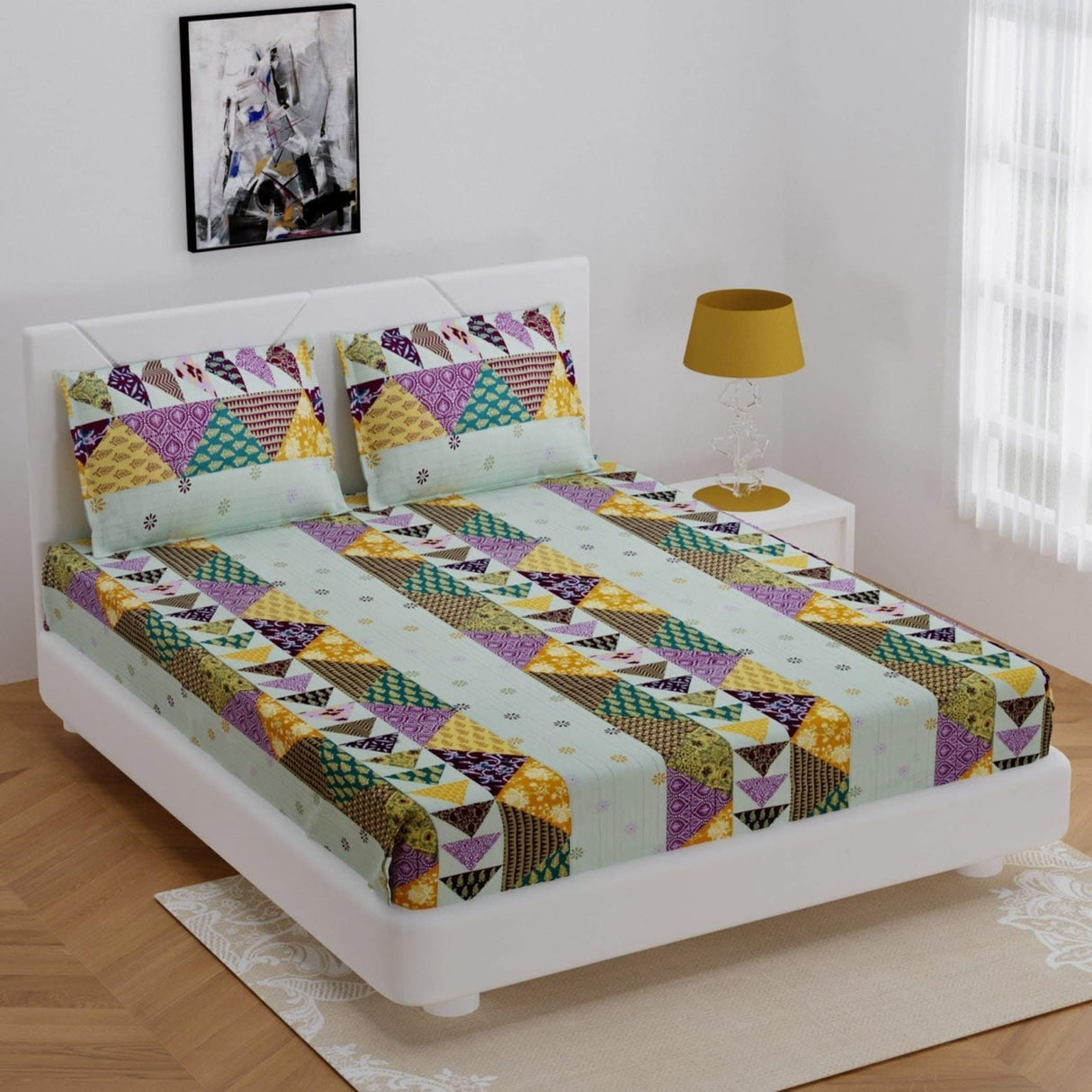 100% Cotton Sheets Indian Ethnic 3-piece Fitted Sheet Set 180 Thread Count 16 Inch Deep Pocket Premium Quality with Soft Pillowcases (king Queen Twin) - LoveNspire