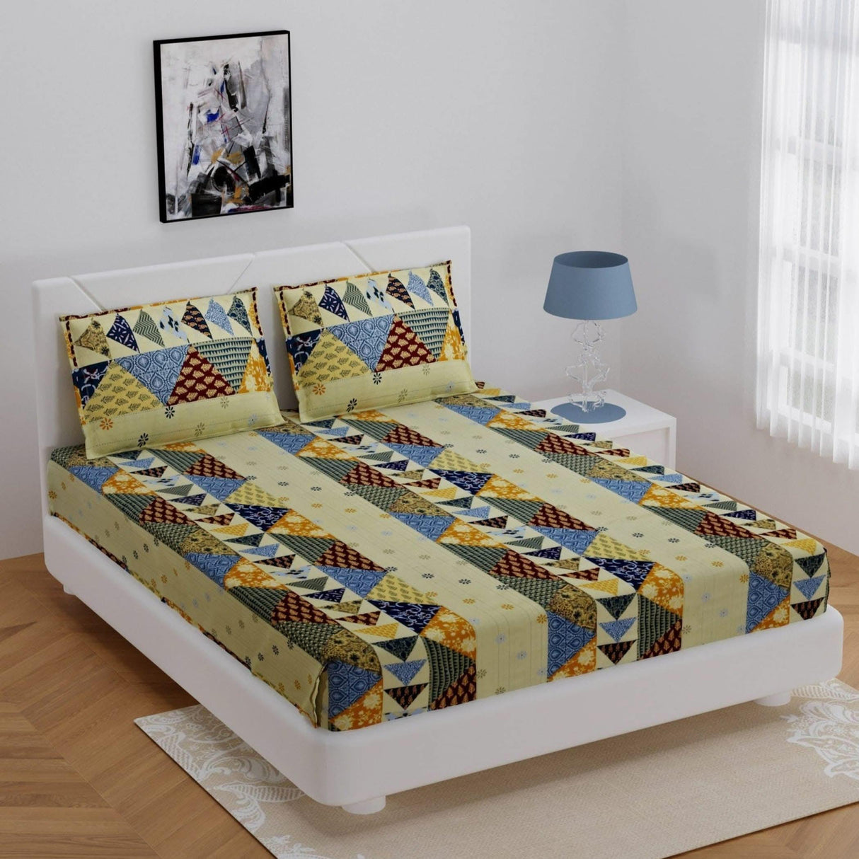 100% Cotton Sheets Indian Ethnic 3-piece Fitted Sheet Set 180 Thread Count 16 Inch Deep Pocket Premium Quality with Soft Pillowcases (king Queen Twin) - LoveNspire