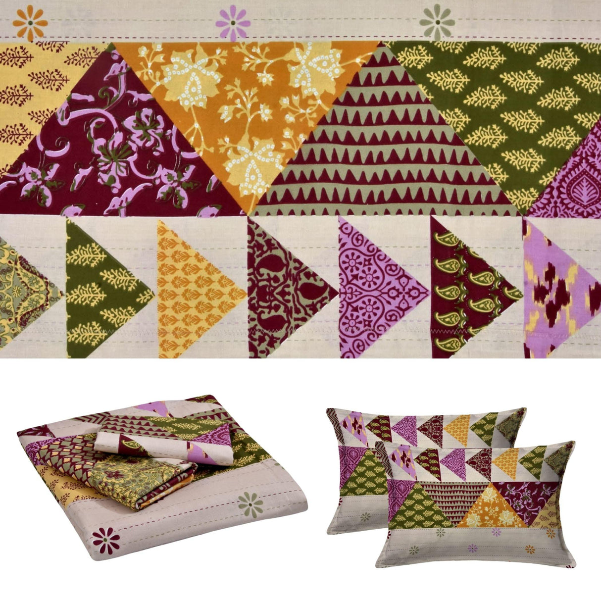 100% Cotton Sheets Indian Ethnic 3-piece Fitted Sheet Set 180 Thread Count 16 Inch Deep Pocket Premium Quality with Soft Pillowcases (king Queen Twin) - LoveNspire