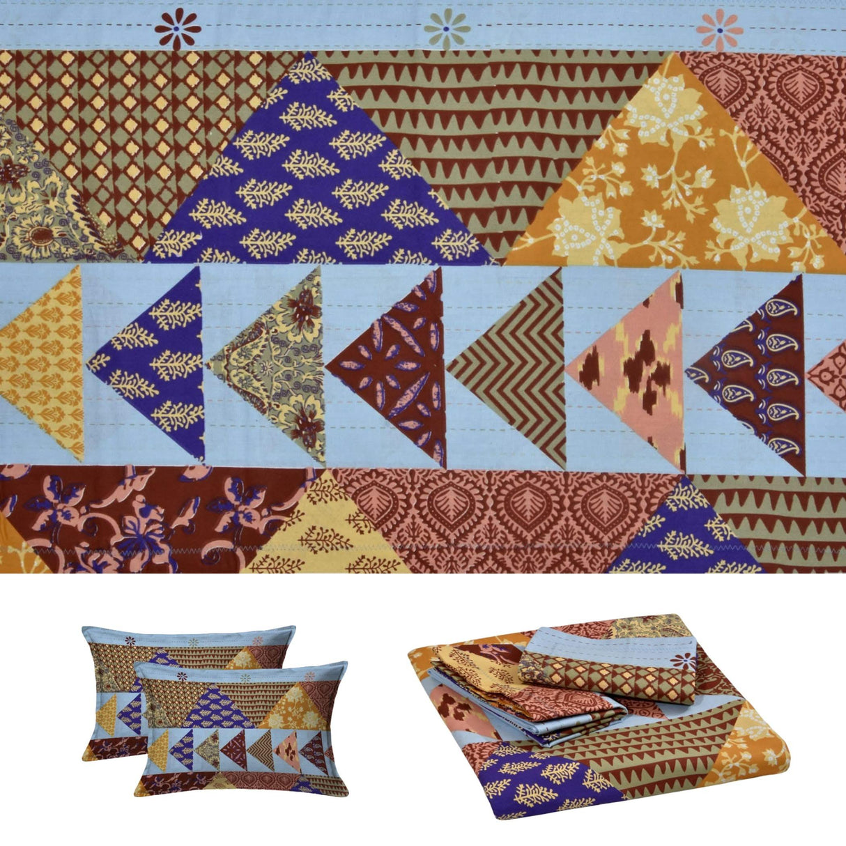 100% Cotton Sheets Indian Ethnic 3-piece Fitted Sheet Set 180 Thread Count 16 Inch Deep Pocket Premium Quality with Soft Pillowcases (king Queen Twin) - LoveNspire