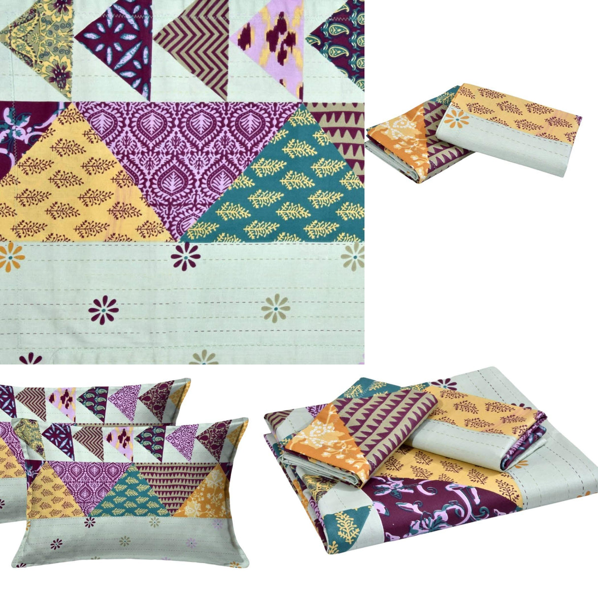 100% Cotton Sheets Indian Ethnic 3-piece Fitted Sheet Set 180 Thread Count 16 Inch Deep Pocket Premium Quality with Soft Pillowcases (king Queen Twin) - LoveNspire